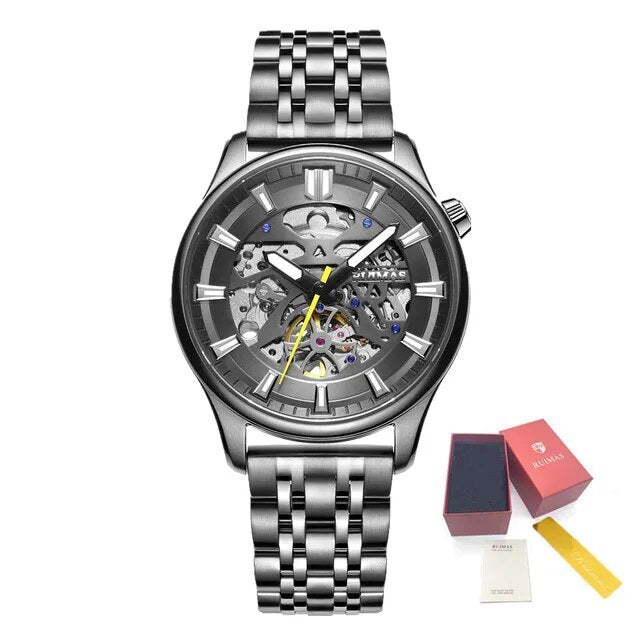 RUIMAS Men's Watch Stainless Steel Automatic Mechanical Wristwatches Luxury Business Man Watches 5ATM Luminous Male Clock 6770-12