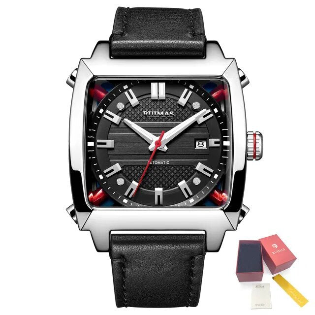 RUIMAS Men's Watches Luxury Automatic Mechanical Wrist Watches Calendar Sapphire Leather Chronograph for Man Reloj Hombre 6763-13