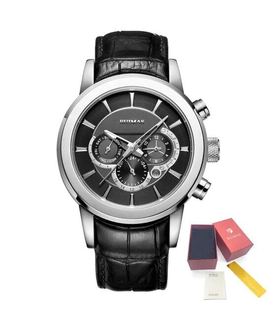 RUIMAS Mechanical Watches for Men Luxury Casual Business Wristwatch Leather Male Clock Date Chronograph Relogios Masculino 6767-14