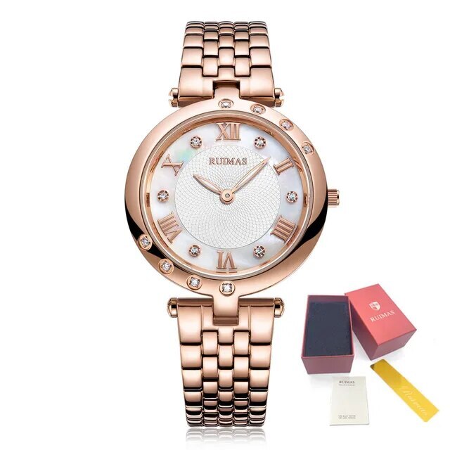 RUIMAS Ladies Wrist Watch Stainless Steel Luxury Quartz Women Watches Waterproof Female Dress Clock Bracelet reloj mujer 6749-12