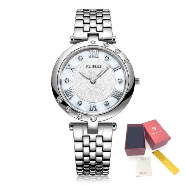 RUIMAS Ladies Wrist Watch Stainless Steel Luxury Quartz Women Watches Waterproof Female Dress Clock Bracelet reloj mujer 6749-13