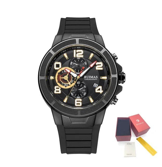 RUIMAS Chronograph Top Brand Luxury Quartz Watches for Men Waterproof Silicone Sports Clock Wristwatch Calendar Montre Homme 587-20