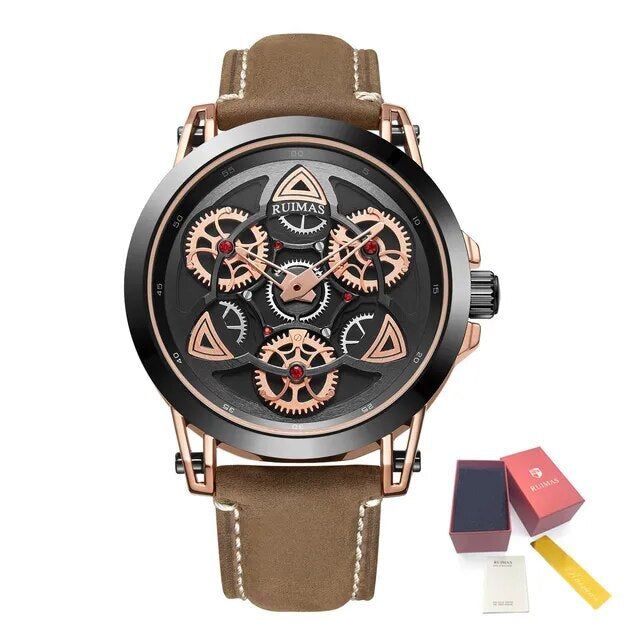 RUIMAS Brand Quartz Sport Watches for Men Fashion Military Casual Wrist Watch Waterproof Leather Male Clock Reloj Hombre 550-13