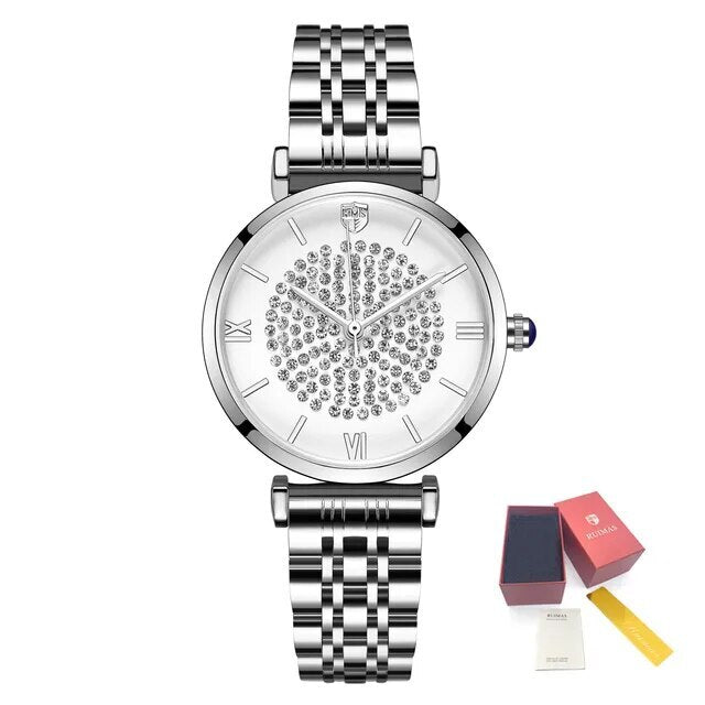 RUIMAS Fashion Women Watch Luxury Quartz Wristwatch Stainless Steel Ladies Casual Watches Dress Clock Relogio Feminino 538-10