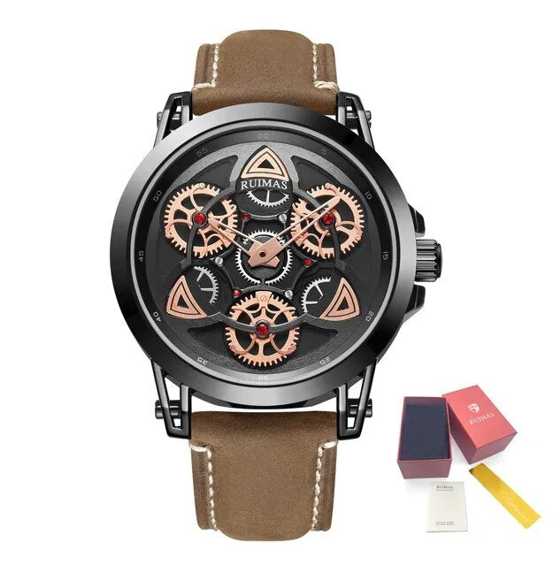 RUIMAS Brand Quartz Sport Watches for Men Fashion Military Casual Wrist Watch Waterproof Leather Male Clock Reloj Hombre 550-12