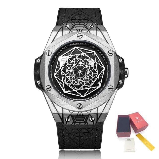 RUIMAS Men's Watches Fashion Sport Quartz Watch for Men Reloj Hombre Leather Belt Wrist Watch Waterproof Casual Clock 533-13