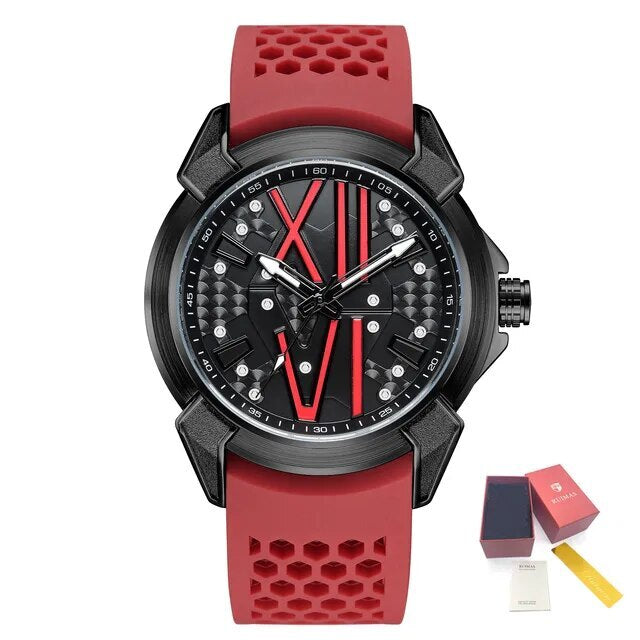 RUIMAS Men Sport Watches Top Brand Quartz Watch Waterproof Wristwatch Silicone Strap Clock Chronograph Relogio Masculino 332-12