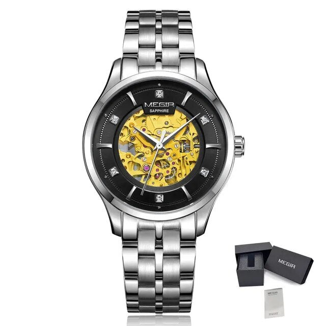 MEGIR Luxury Men Watches Waterproof Automatic Mechanical Watch Stainless Steel Sapphire Gold Business WristWatch Reloj Hombre-14