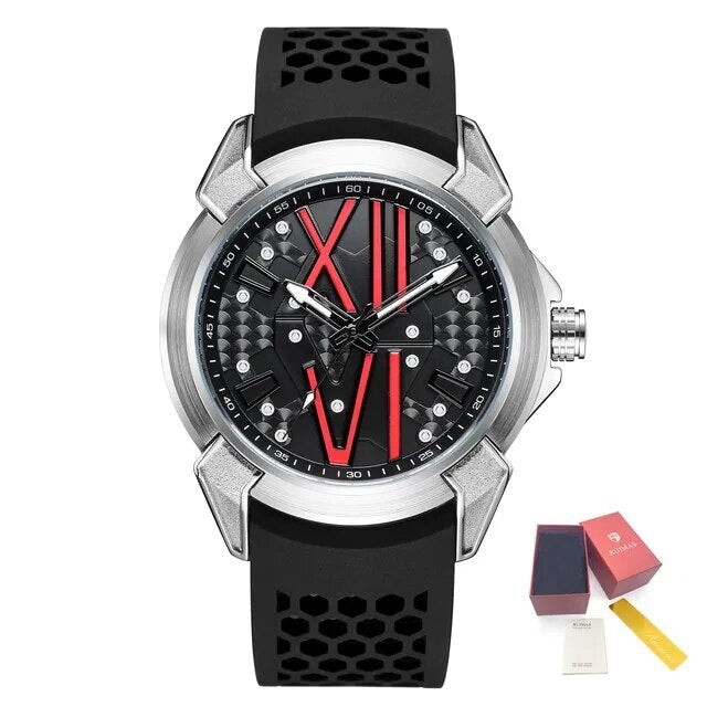 RUIMAS Men Sport Watches Top Brand Quartz Watch Waterproof Wristwatch Silicone Strap Clock Chronograph Relogio Masculino 332-13