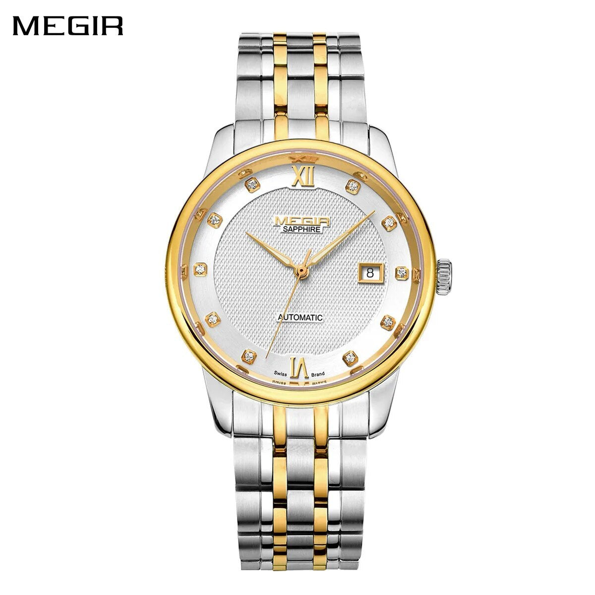 MEGIR Men Watches Stainless Steel Bracelet Sapphire Automatic Mechanical Watch Luxury Business Wristwatches Clock Reloj Hombre-0
