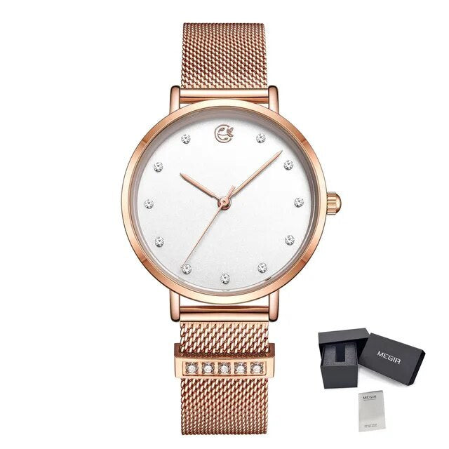 MEGIR Fashion Women Watches Top Brand Luxury Ladies Dress Clock Steel Bracelet Clock Female Quartz Wristwatch Relogio Feminino-11