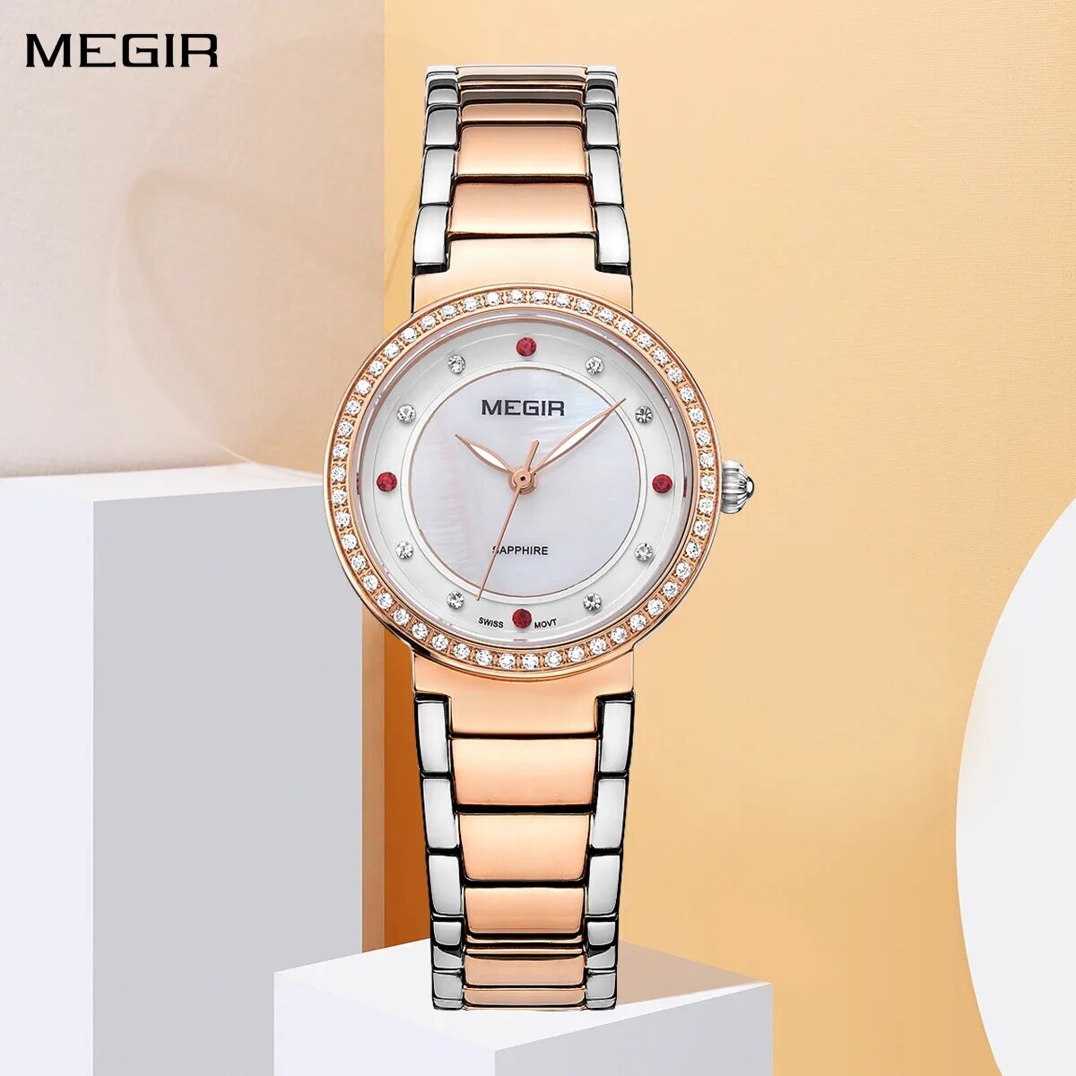 MEGIR Fashion Stainless Steel Women Bracelet Quartz Watches Elegant Business Ladies Clock Female Sport Wristwatch Reloj Mujer-0