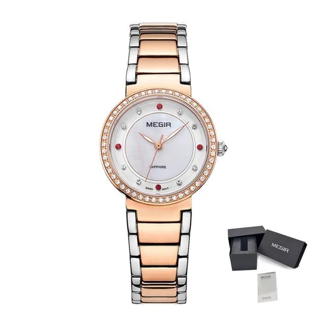 MEGIR Fashion Stainless Steel Women Bracelet Quartz Watches Elegant Business Ladies Clock Female Sport Wristwatch Reloj Mujer-10