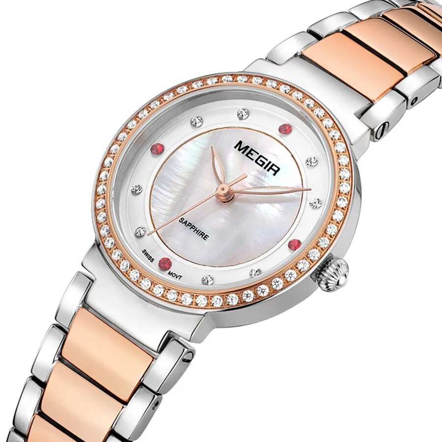 MEGIR Fashion Stainless Steel Women Bracelet Quartz Watches Elegant Business Ladies Clock Female Sport Wristwatch Reloj Mujer-2