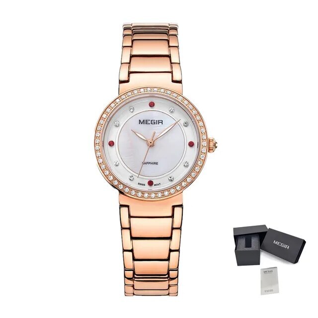 MEGIR Fashion Stainless Steel Women Bracelet Quartz Watches Elegant Business Ladies Clock Female Sport Wristwatch Reloj Mujer-8