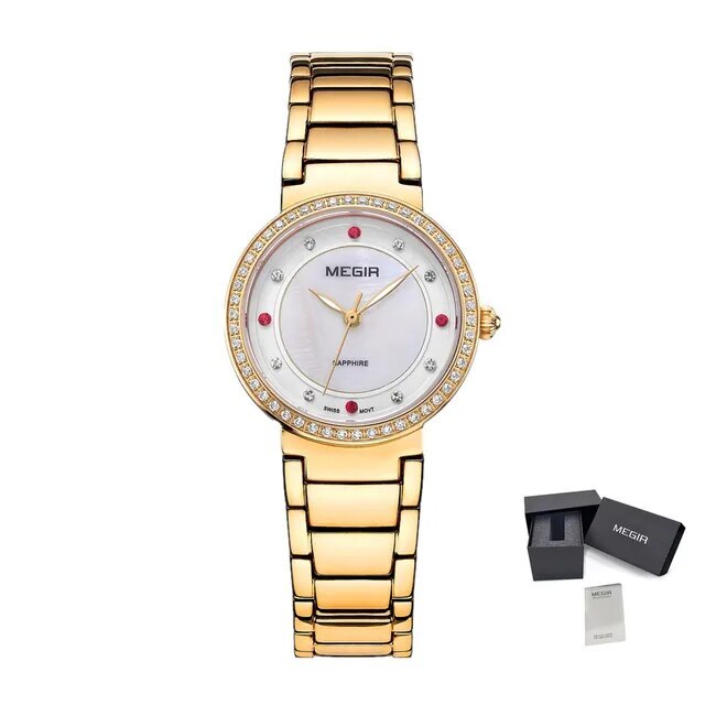 MEGIR Fashion Stainless Steel Women Bracelet Quartz Watches Elegant Business Ladies Clock Female Sport Wristwatch Reloj Mujer-9