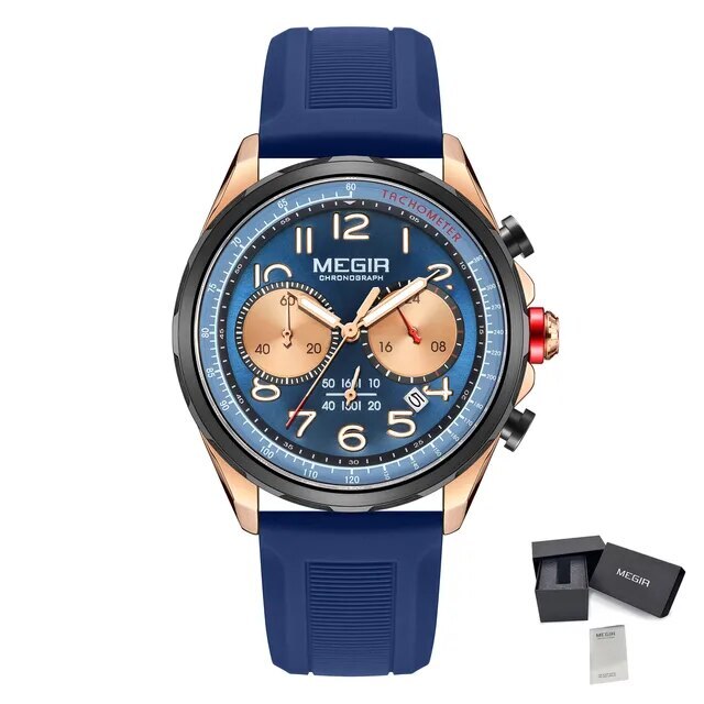 MEGIR New Men Watches Luxury Quartz Wristwatch Gray Waterproof Military Sports Chronograph Silicone Strap Clock Montre Homme-17