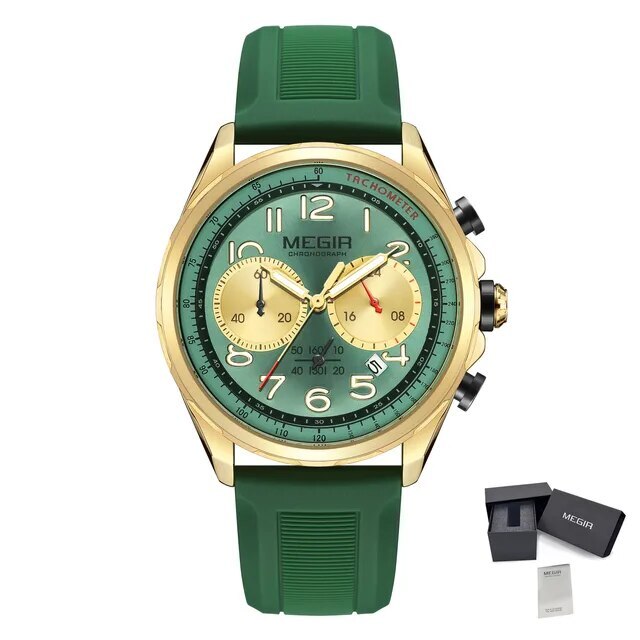 MEGIR New Men Watches Luxury Quartz Wristwatch Gray Waterproof Military Sports Chronograph Silicone Strap Clock Montre Homme-18
