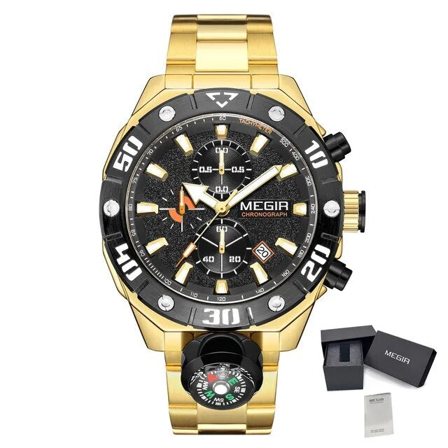 MEGIR Watch Top Brand Luxury Business Quartz Watches Chronograph Stainless Steel Calendar Luminous Clock WristWatch Montre Homme-17
