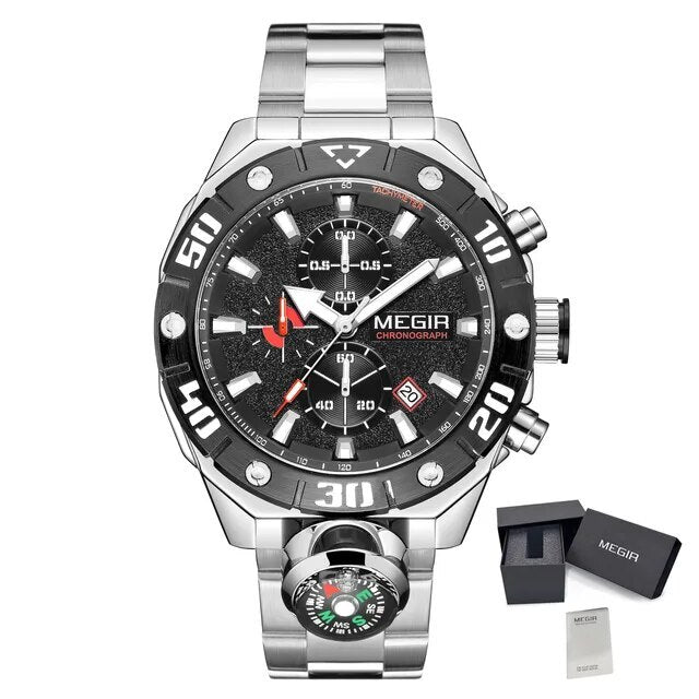 MEGIR Watch Top Brand Luxury Business Quartz Watches Chronograph Stainless Steel Calendar Luminous Clock WristWatch Montre Homme-18
