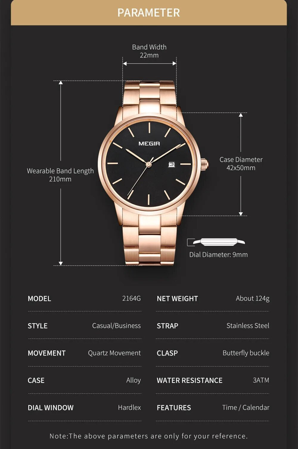 MEGIR Quartz Watch for Men Top Brand Luxury Steel Band Wristwatches Business Casual Date Clock Waterproof Relogio Masculino-5