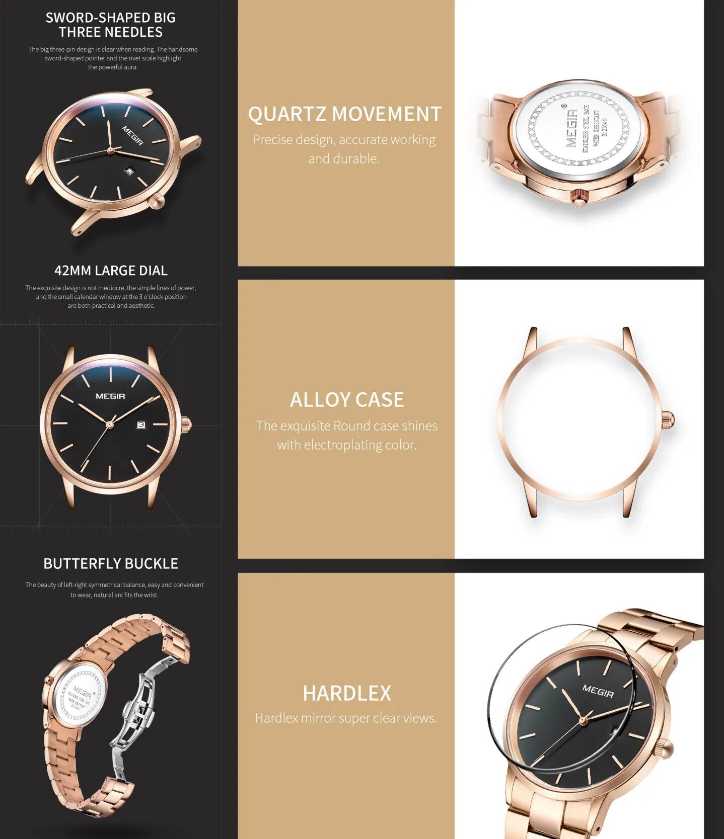 MEGIR Quartz Watch for Men Top Brand Luxury Steel Band Wristwatches Business Casual Date Clock Waterproof Relogio Masculino-8