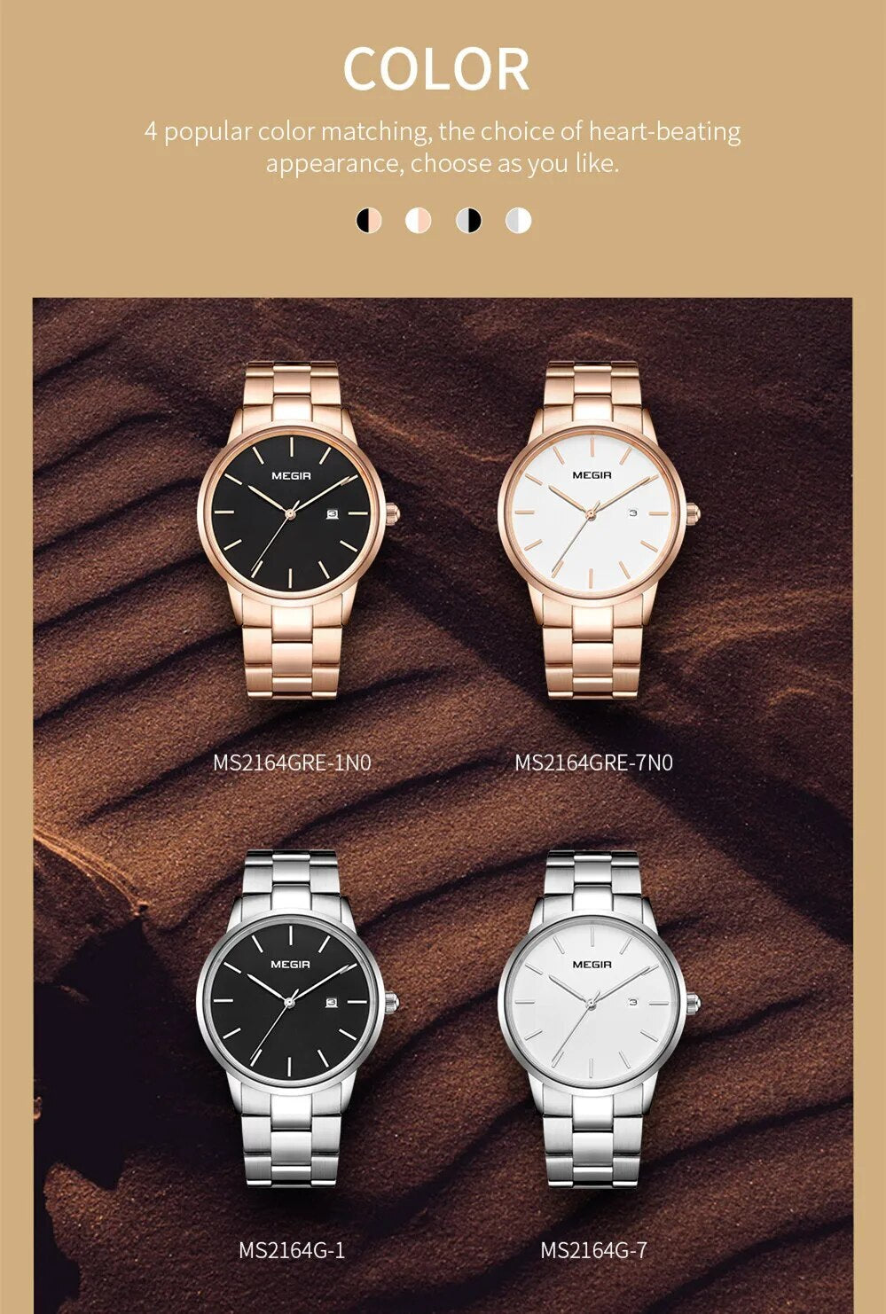 MEGIR Quartz Watch for Men Top Brand Luxury Steel Band Wristwatches Business Casual Date Clock Waterproof Relogio Masculino-6
