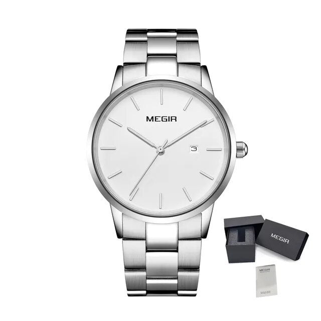 MEGIR Quartz Watch for Men Top Brand Luxury Steel Band Wristwatches Business Casual Date Clock Waterproof Relogio Masculino-16
