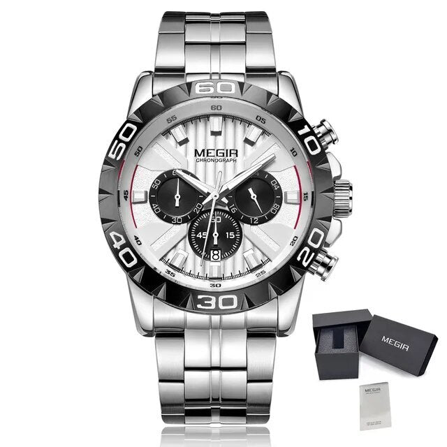 MEGIR Watches Business Mens Watches Top Brand Luxury Quartz Casual Wristwatch Date Clock Waterproof Wrist Watch Chronograph 2087-13
