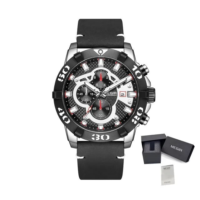 MEGIR Men Watches Fashion Luxury Big Dial Sports Watches Waterproof Quartz Wristwatch Chronograph Man Casual Luminous Clock 2136-16