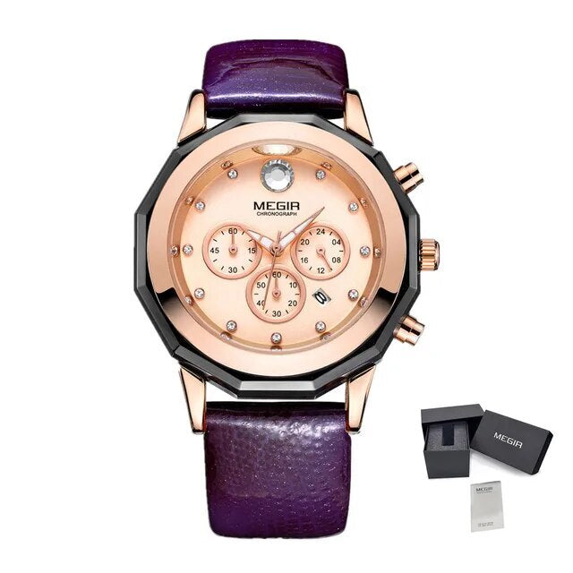 MEGIR Luxury Brand Women Bracelet Watches Ladies Fashion Quartz Sport Wristwatch Leather Dress Clock Chronograph Reloj Hombre-13