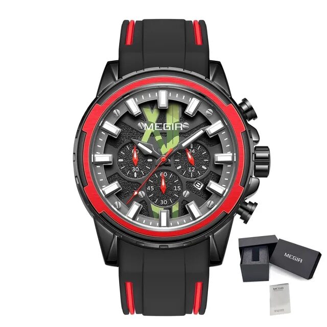 MEGIR New Sport Watch for Luxury Silicone Quartz Casual Wristwatch Waterproof Military Wrist Watch Man Clock Reloj Hombre 2133-14