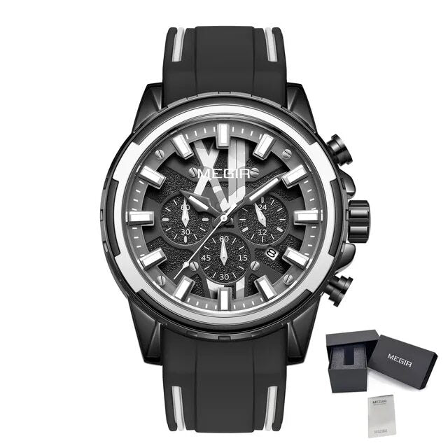 MEGIR New Sport Watch for Luxury Silicone Quartz Casual Wristwatch Waterproof Military Wrist Watch Man Clock Reloj Hombre 2133-15