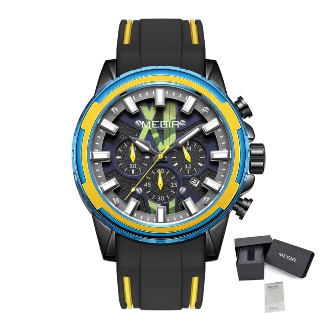 MEGIR New Sport Watch for Luxury Silicone Quartz Casual Wristwatch Waterproof Military Wrist Watch Man Clock Reloj Hombre 2133-16