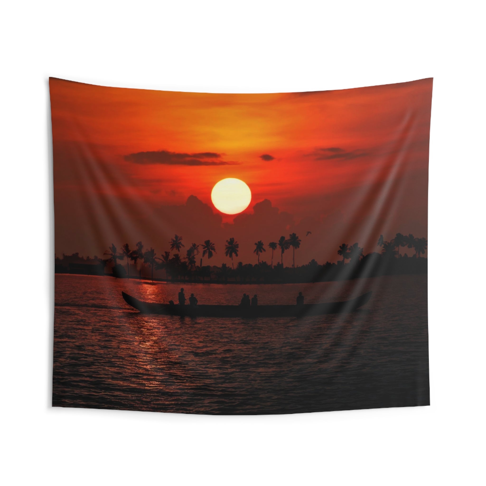 kerala lake Sunset Tapestry-1
