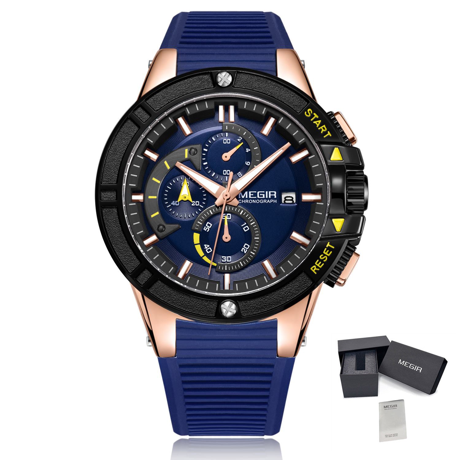 MEGIR Watches for Men Chronograph Fashion Luxury Sports Watches Silicone Strap Waterproof Calendar Quartz Man Clock Wristwatch-13