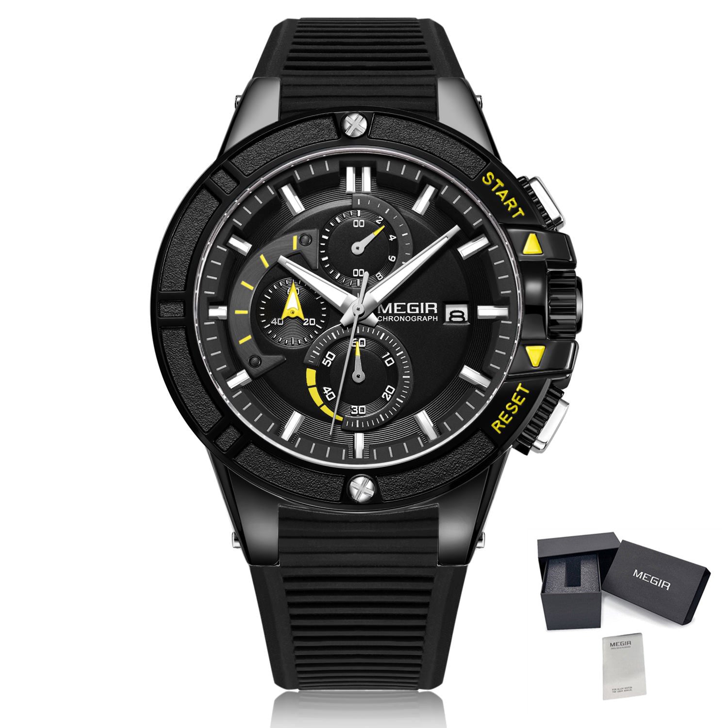 MEGIR Watches for Men Chronograph Fashion Luxury Sports Watches Silicone Strap Waterproof Calendar Quartz Man Clock Wristwatch-14