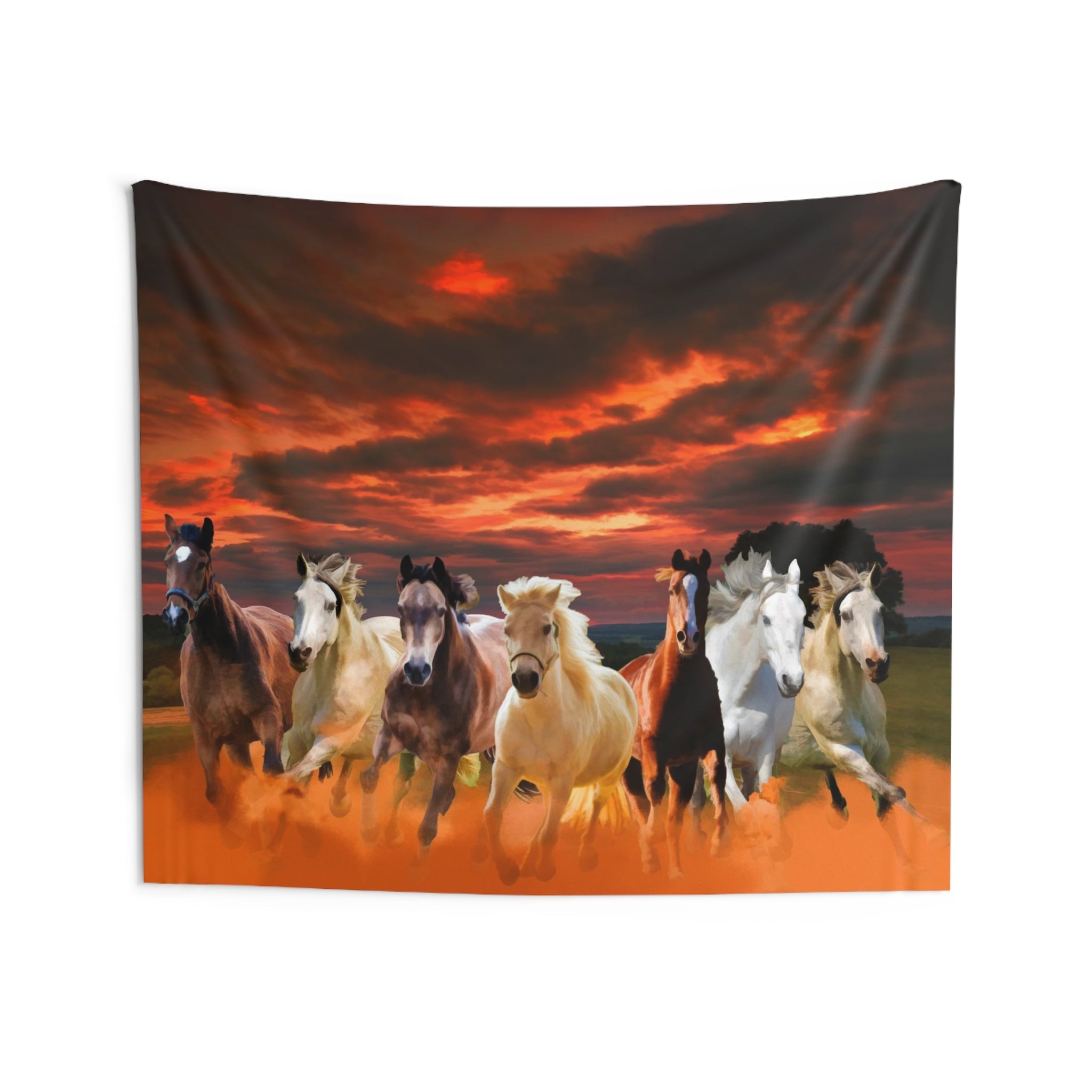 Seven Horse sunrise Tapestry-3
