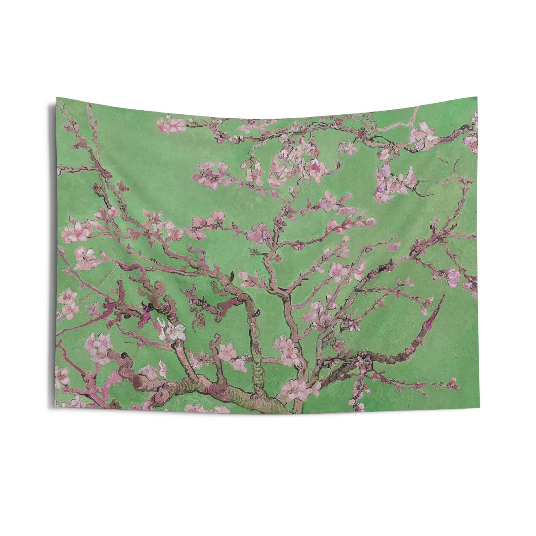 Van Gogh almond blossom Green Tapestry-1