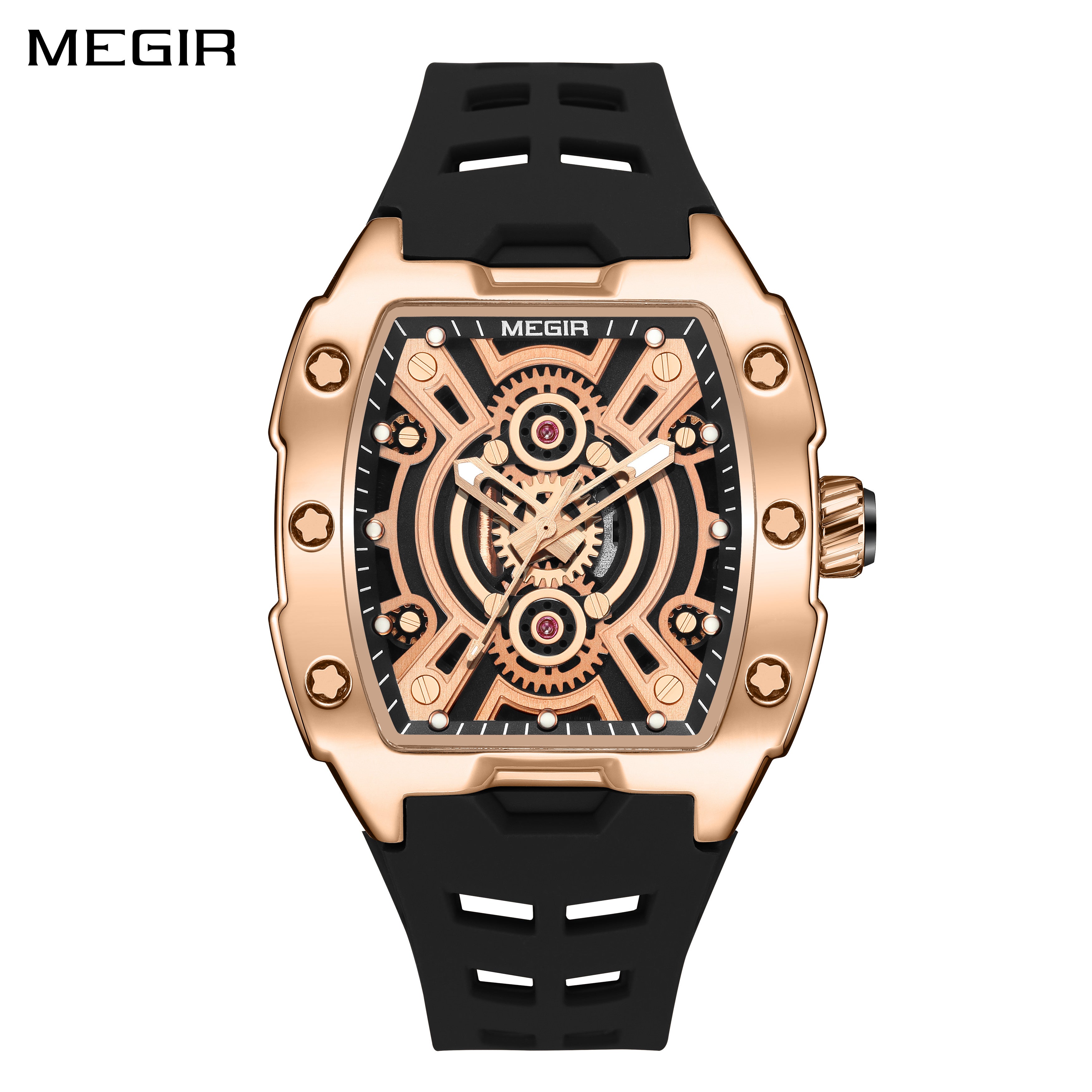 MEGIR New Sport Watches for Men Waterproof Male Military Quartz Wristwatch Silicone Strap Large Dial Luminous Watch Montre Homme-0