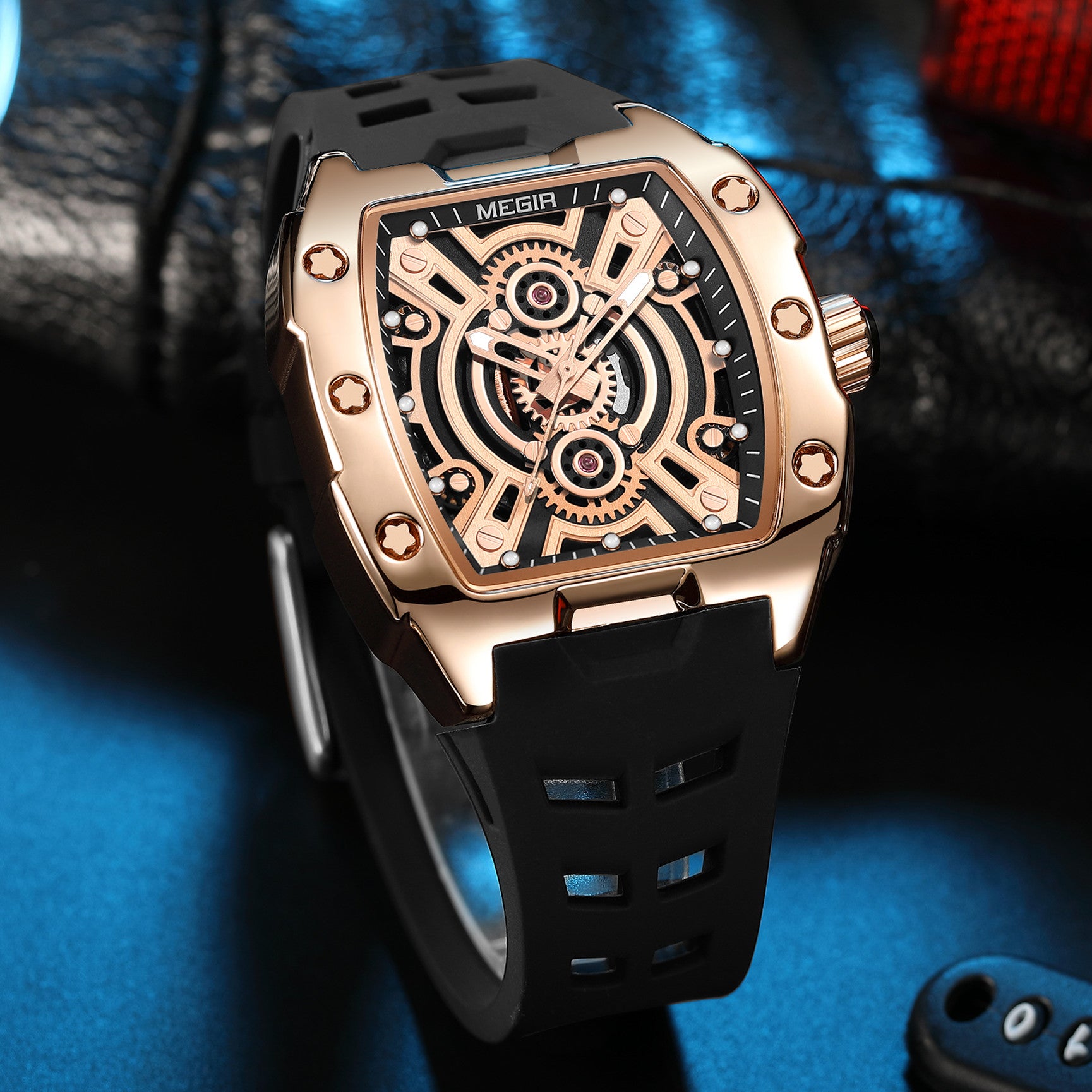 MEGIR New Sport Watches for Men Waterproof Male Military Quartz Wristwatch Silicone Strap Large Dial Luminous Watch Montre Homme-3
