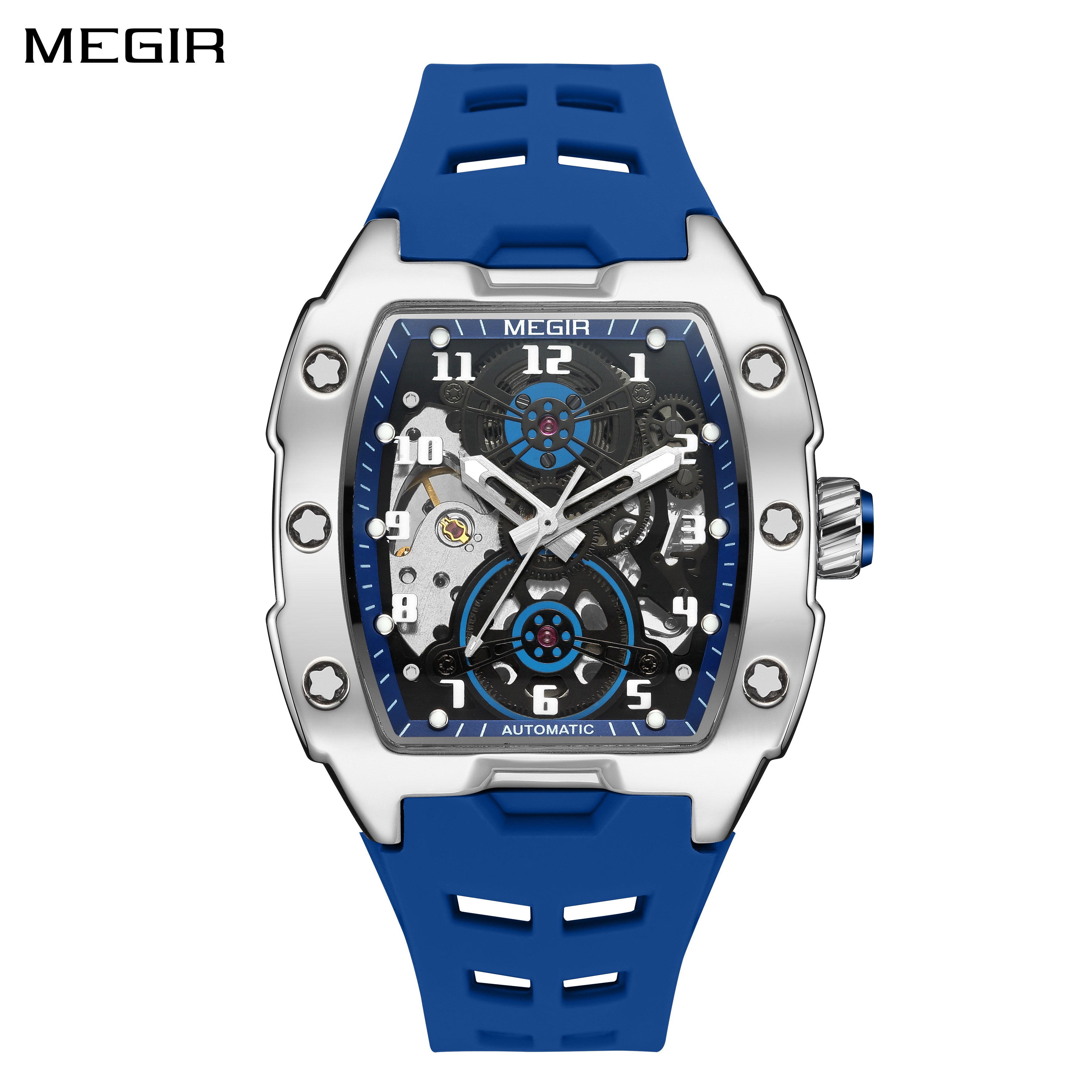 MEGIR New Men Watches Luxury Brand Automatic Mechanical Watch Silicone Strap Sports Casual Wristwatch Waterproof Clock Male Gift-0