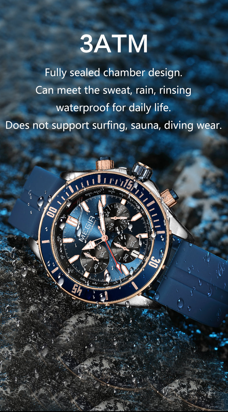 MEGIR Watch with Chronograph Men Fashion Quartz Military Waterproof Calendar Business Casual Wrist Watches Clock Montre Homme-9
