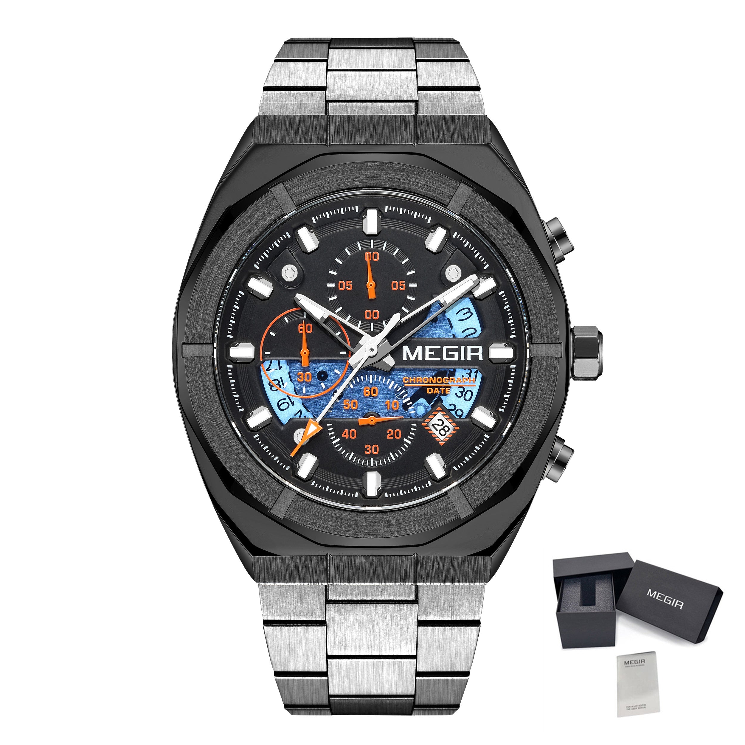MEGIR New Watch for Men Top Brand Luxury Casual Quartz Wristwatch with Chronograph Waterproof Luminous Auto Date Reloj Hombre-19