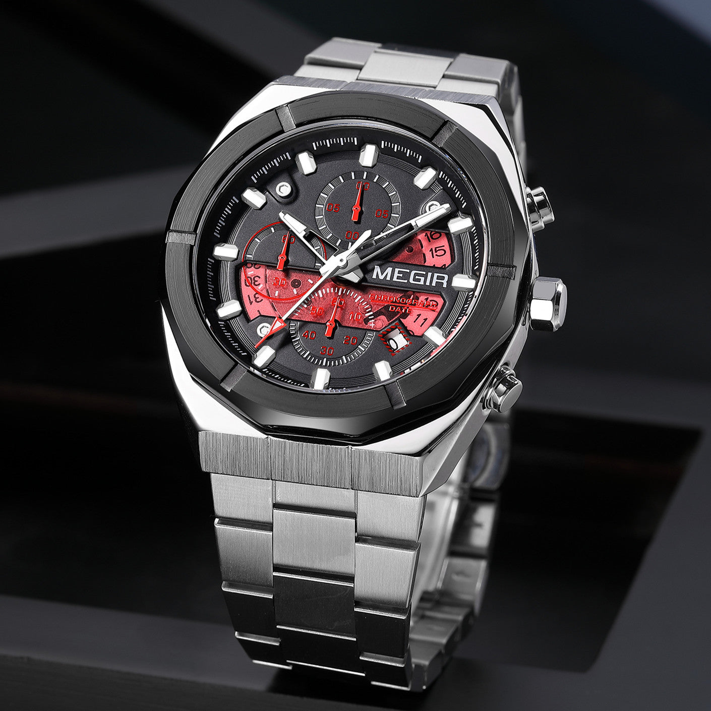 MEGIR New Watch for Men Top Brand Luxury Casual Quartz Wristwatch with Chronograph Waterproof Luminous Auto Date Reloj Hombre-3