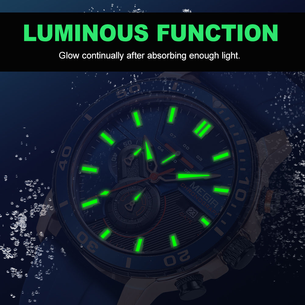MEGIR Luxury Military Watches for Men Fashion Sport Quartz Wristwatch Waterproof Silicone Band Male Clock Chronograph with Date-6