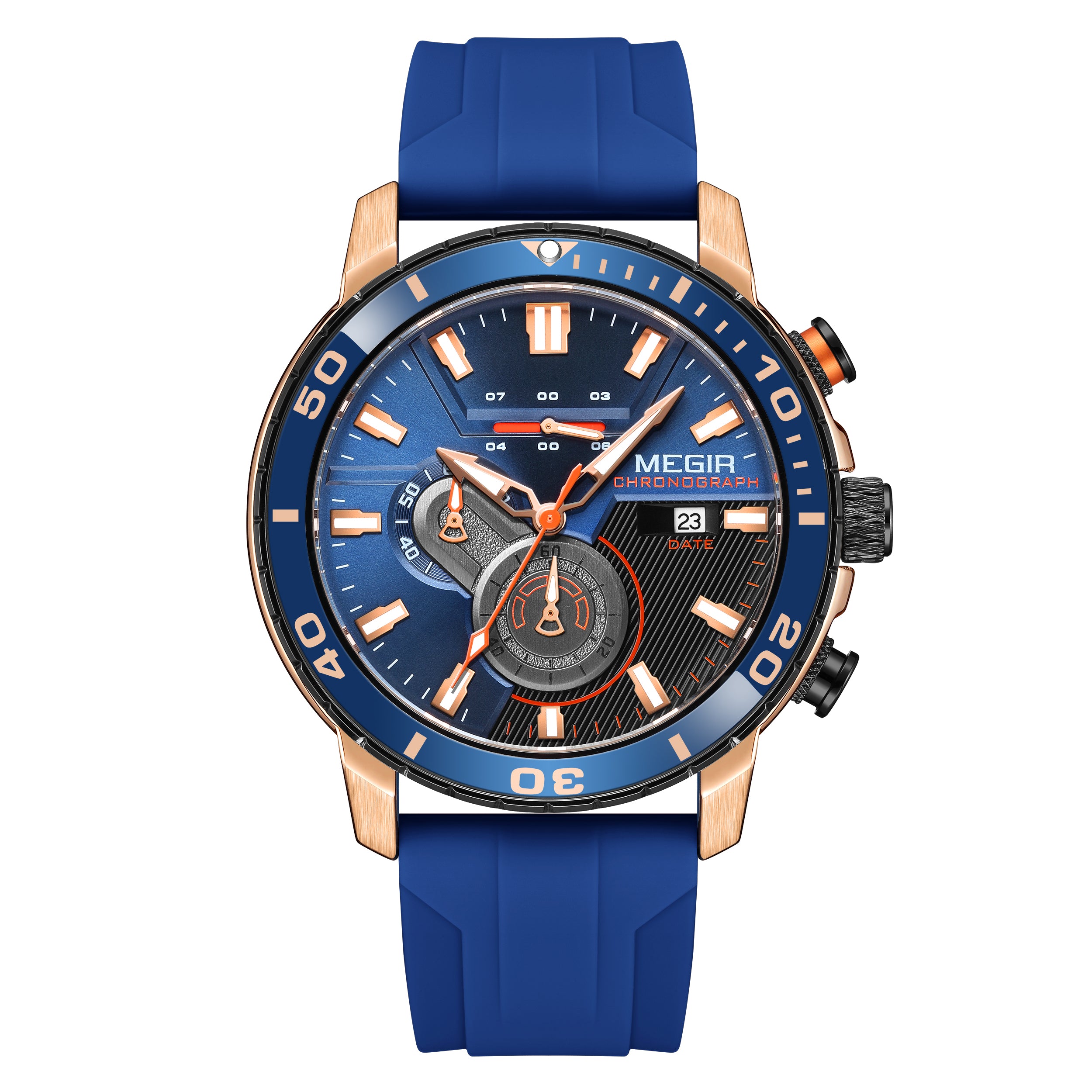 MEGIR Luxury Military Watches for Men Fashion Sport Quartz Wristwatch Waterproof Silicone Band Male Clock Chronograph with Date-11