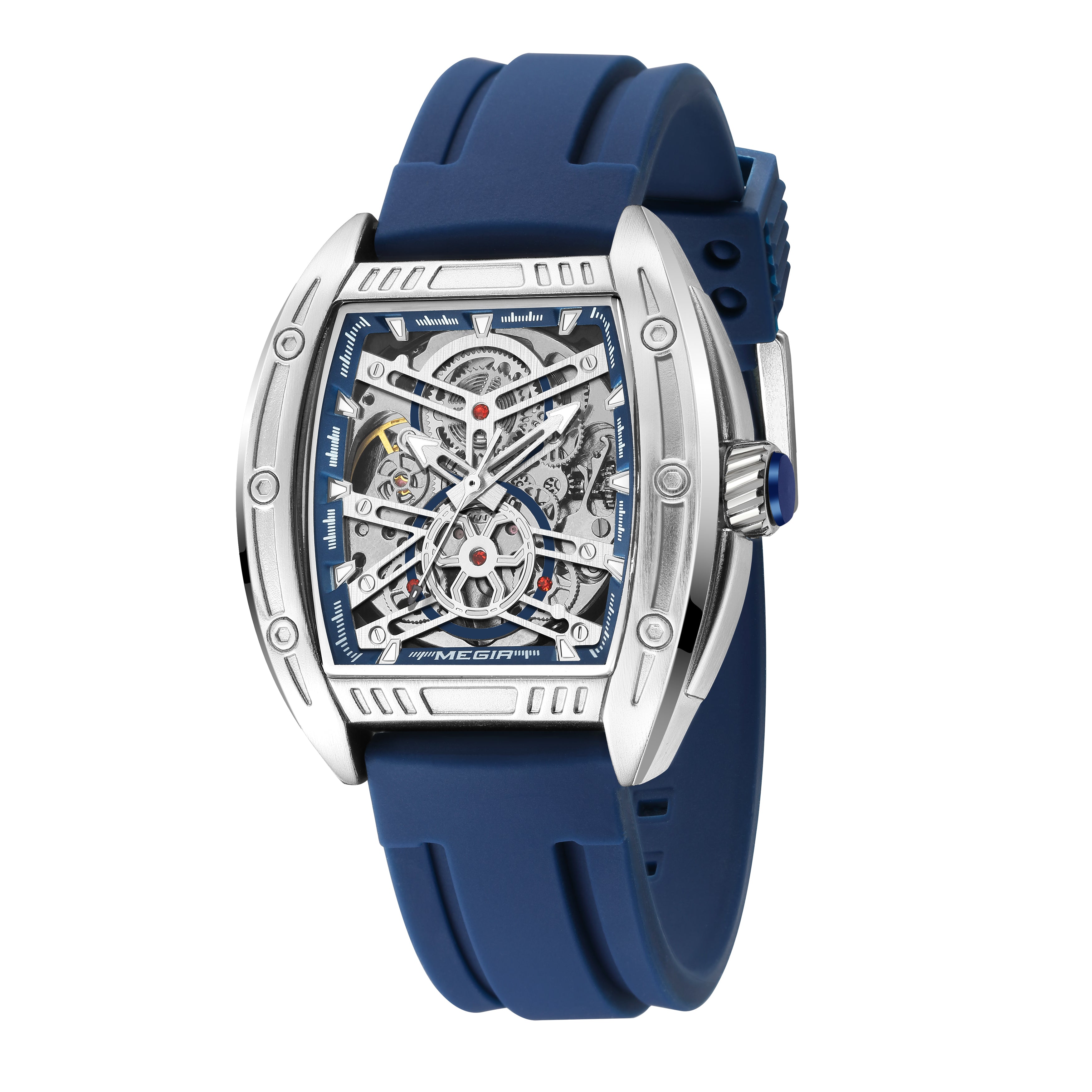 MEGIR Original Luxury Sport Watch for Men Silicone Band Automatic Mechanical Movement WristWatches Luminous Clock Reloj Hombre-10