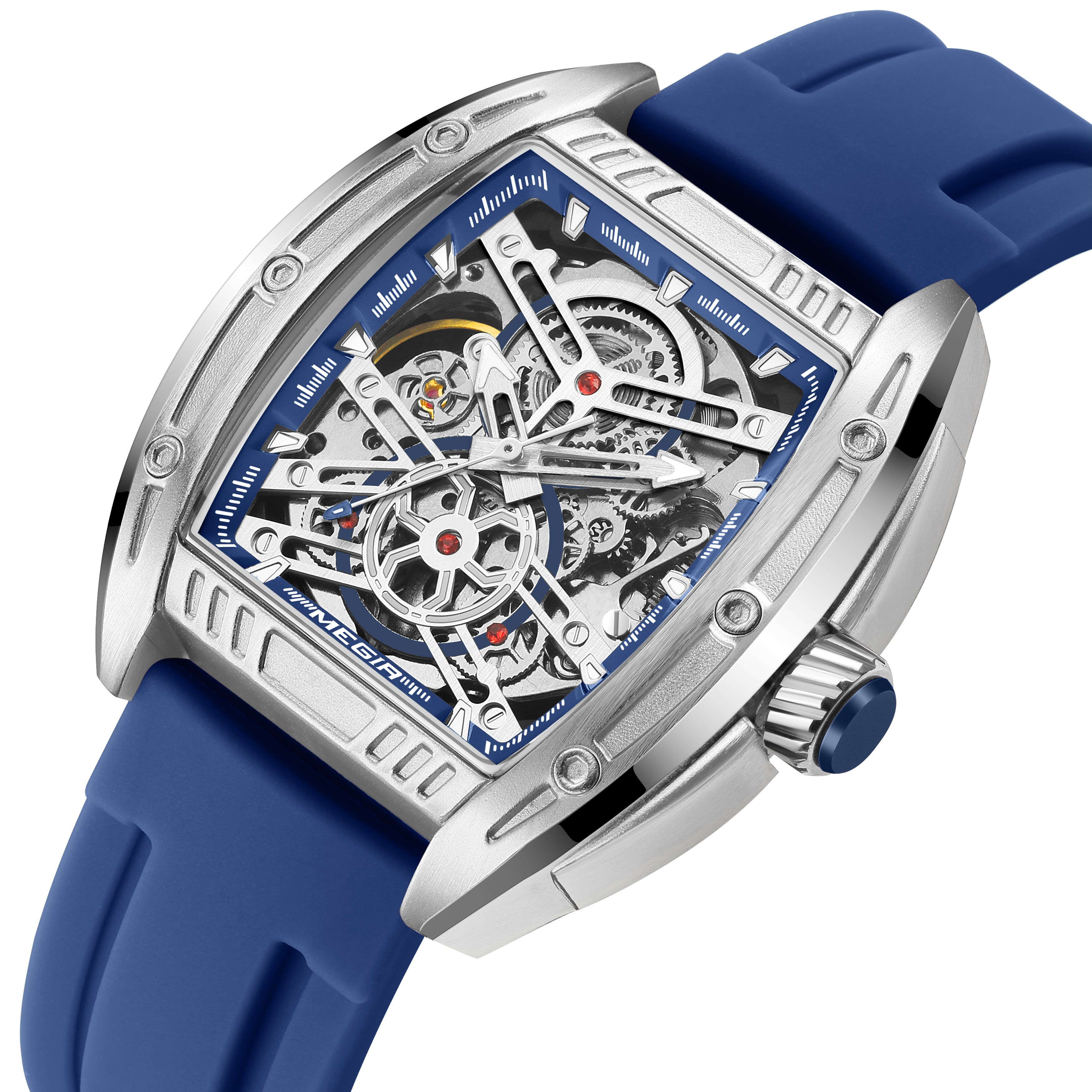 MEGIR Original Luxury Sport Watch for Men Silicone Band Automatic Mechanical Movement WristWatches Luminous Clock Reloj Hombre-11