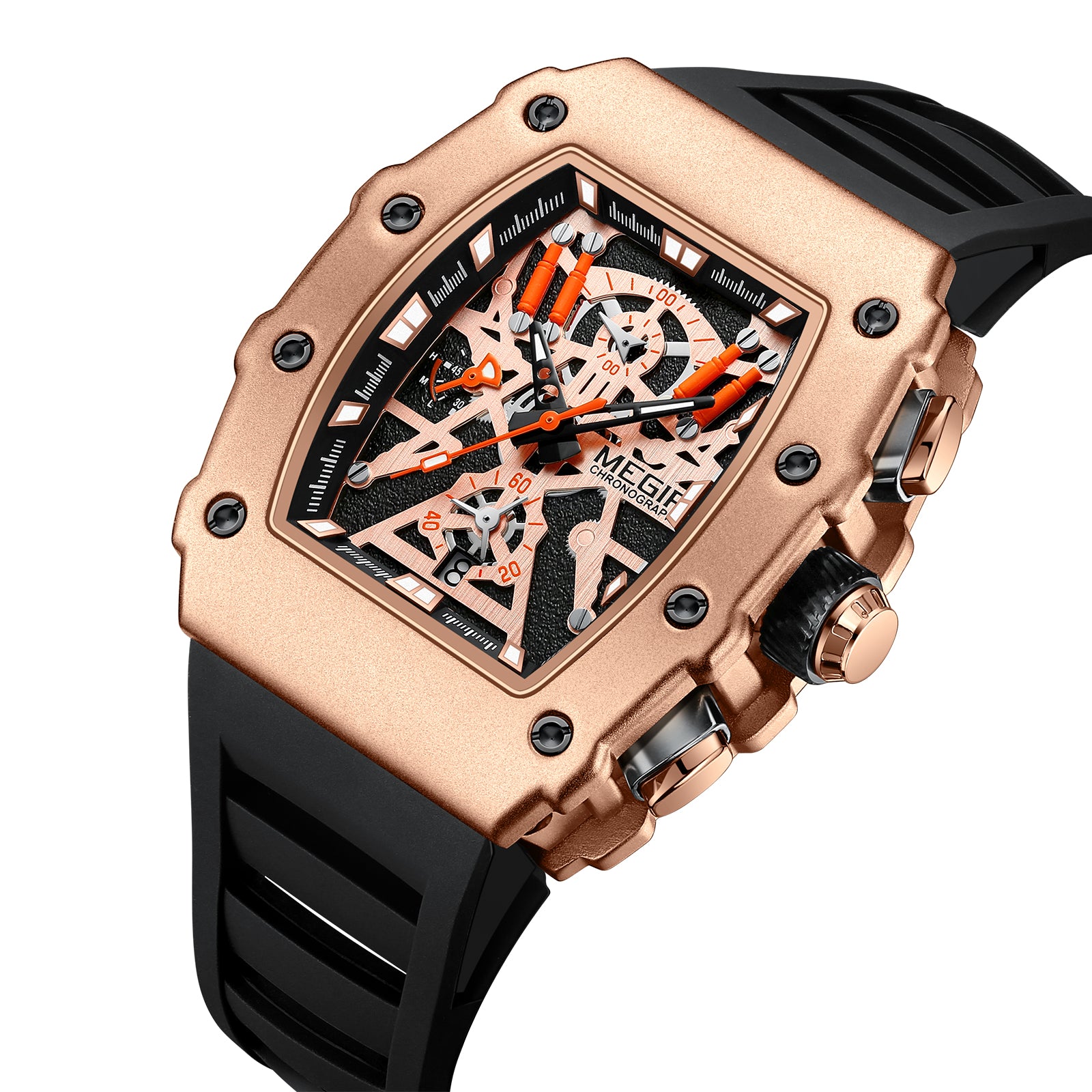 MEGIR Luxury Outdoor Sport Wristwatch for Mens Silicone Waterproof Watches Quartz Wrist Watch Male Clock Military Watch 2218-17